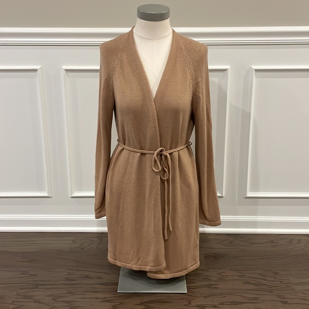 LOFT Tan Tie Waist Long Cardigan - Size XSP/SP